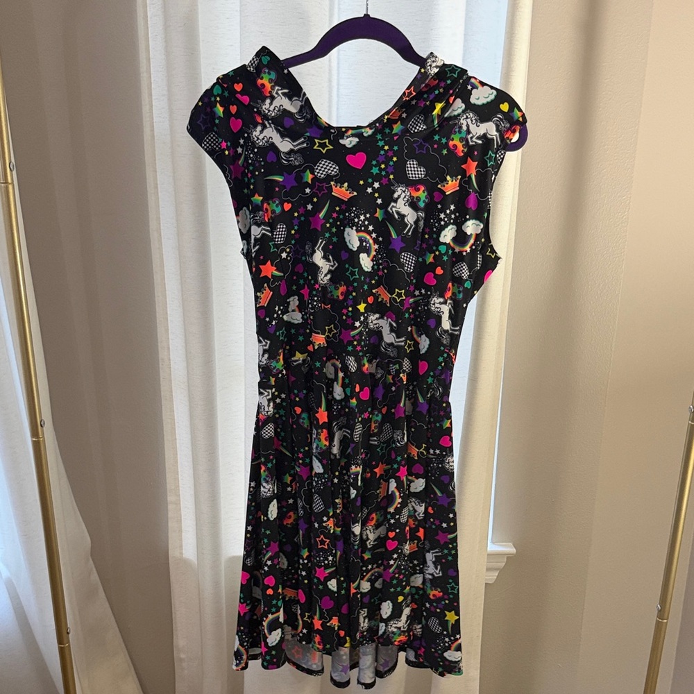 LOM Design Black Unicorn Print Mini Dress